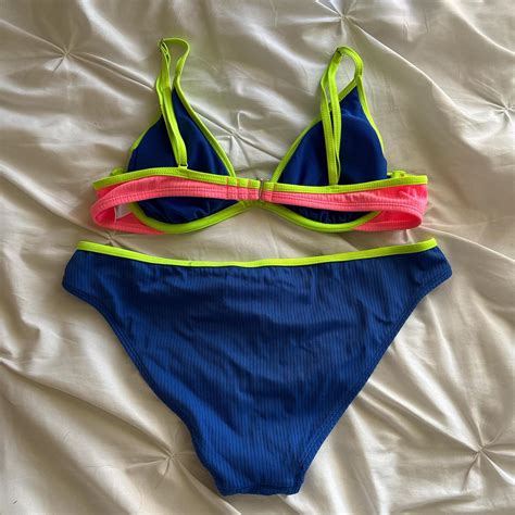 Blue And Pink Neon Bikini Set From Target Padded Depop
