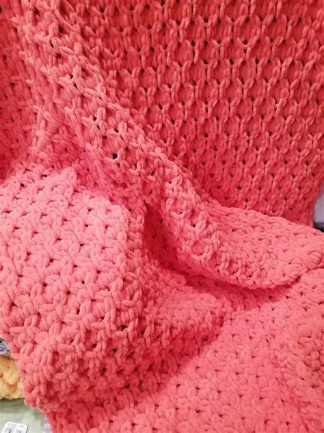 Плюшевий плед из alize puffy fine 100*115 колір - кораловий — ціна 595 ...