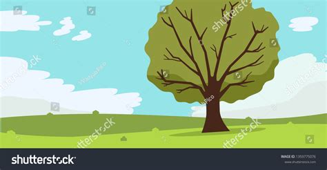 Nature Landscape Tree Clouds Sky Backgroundvector Stock Vector (Royalty ...