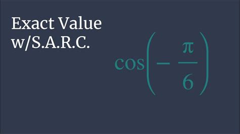 Exact Value Of Cos Pi 6 Unit Circle Survival Guide YouTube