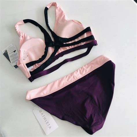Athleta Swim Nwt Athleta Mod Block Plunge Bikini Top And Bottom Poshmark
