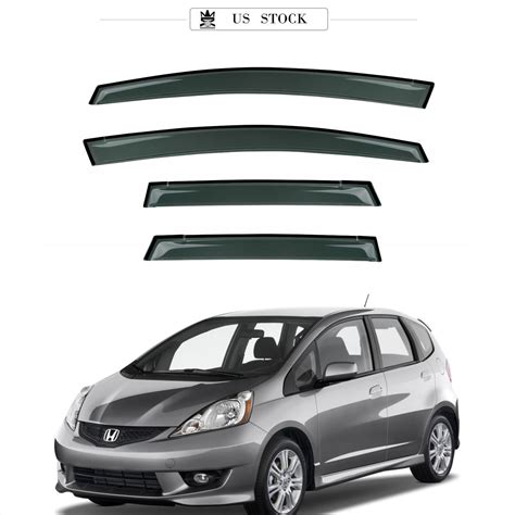 Window Visor Sun Rain Guards Dark Smoke 4 Piece Set For 09 14 Honda Fit Ebay