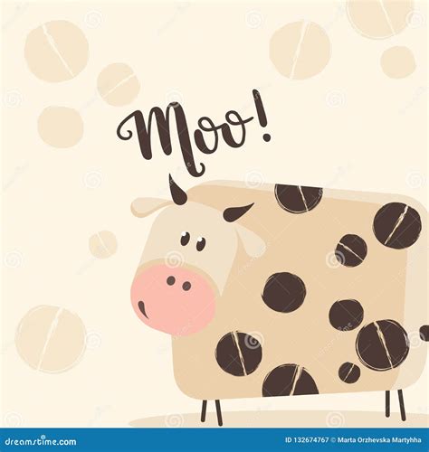 Illustration of a Cartoon Cow. Moo Stock Vector - Illustration of funny ...