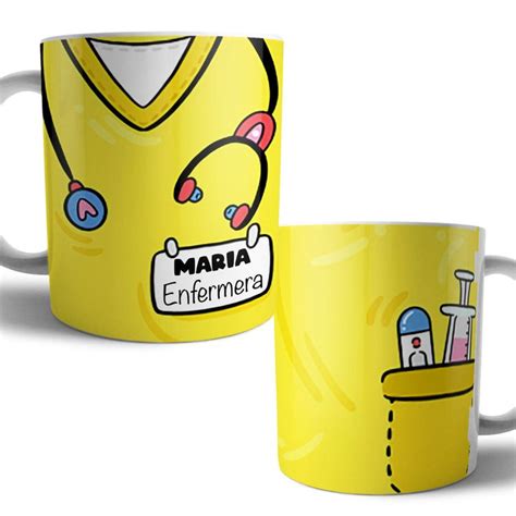 Taza Bata Uniforme Personalizada Profesiones Amarilla Tazas De Caf