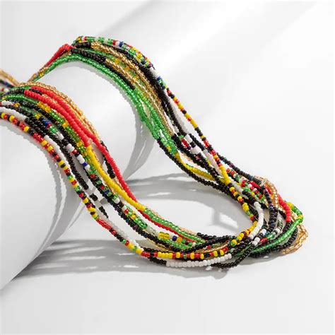 Boho Seed Colorful Beaded Waist Chains Rainbow Beach Sexy Temu