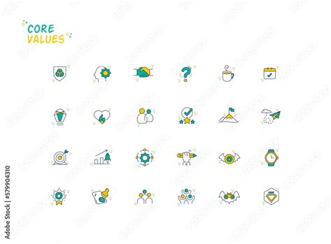 Core Values Icon Set The Modern Symbol Of Company Core Values Vector