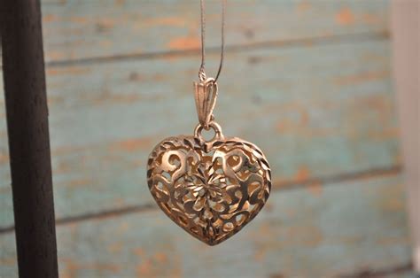 Vintage Sterling Filigree Heart Pendant DANECRAFT Necklace Etsy