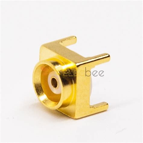 Mcx Straight Connector Female Through Hole For Pcb Mount Gold Plating