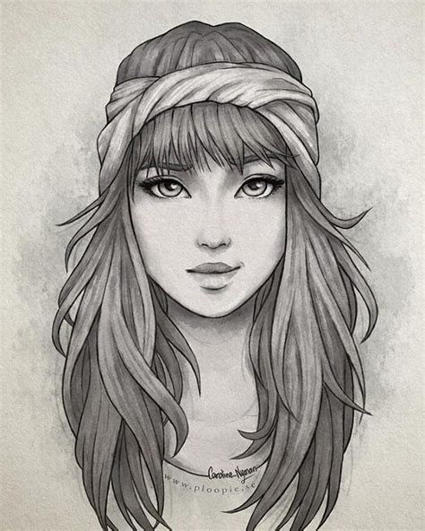 Pin by Bibbi on arts | Pencil sketches of girls, Pencil portrait ...