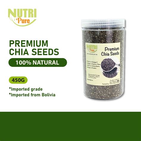 Nutri Pure Premium Chia Seeds Imported Grade 450g Bijan Chia Imported From Bolivia Halal