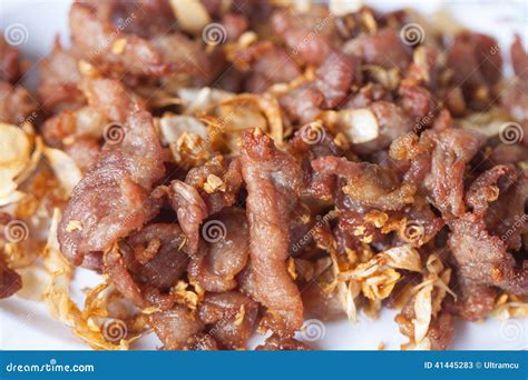 Thai Food Fried Pork And Garlic Stock Image Image Of Good Delicious