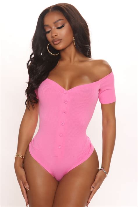 Fool In Love Short Sleeve Bodysuit Hot Pink Fashion Nova Bodysuits