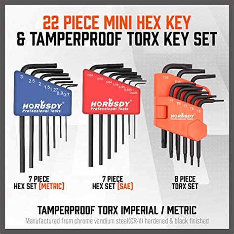 Sedy Piece Mini Hex Key Allen Wrench Set Hex Torx Metric Sae