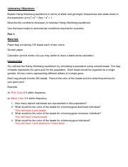 Biology Ii Population Genetics Lab Pdf Laboratory Objectives Explain