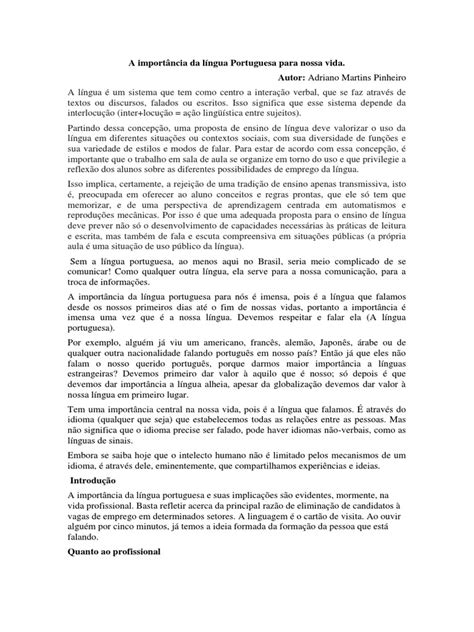 Qual É A Importância Da Linguagem Na Vida Humana - Importância da Língua Portuguesa na Vida | PDF | Linguagem natural ...