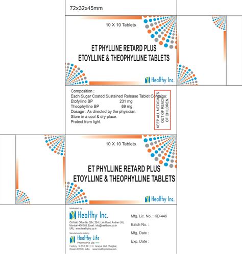 Etofylline Theophylline Tablets Manufacturer Export Healthy Inc