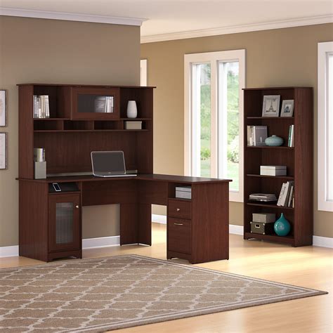 Bush Furniture Cabot W L Shaped Computer Desk With Hutch A