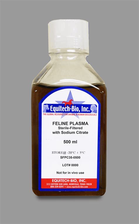 Sfpc35 Sterile Filtered Feline Plasma With Sodium Citrate