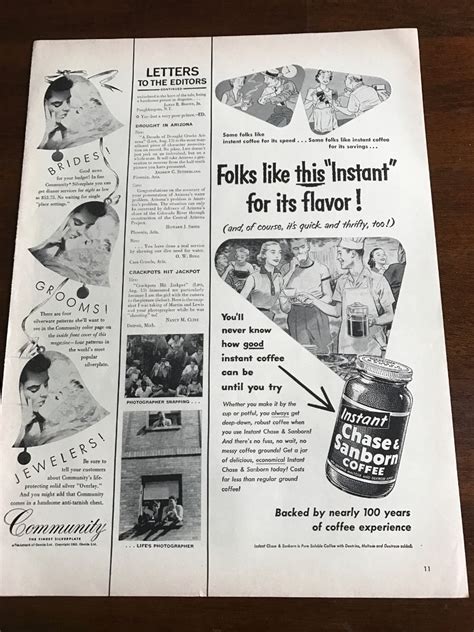 1951 VINTAGE 5 5X14 PRINT Ad FOR CHASE SANBORN INSTANT COFFEE CARTOON