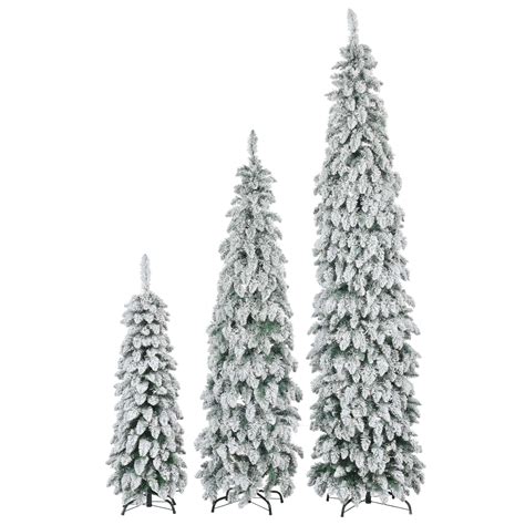 Red Barrel Studio® 8Ft, 6Ft, 4Ft Pre-Lit Slim Pencil Artificial Christmas Trees With Snow