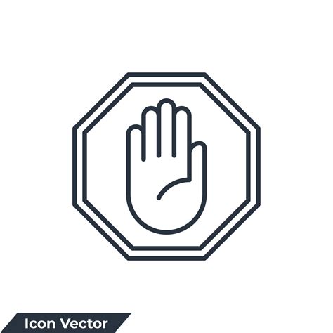 Stop Hand Icon Logo Vector Illustration Stop Road Sign With Big Hand