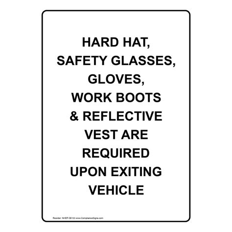 Vertical Sign Ppe Eye Hard Hat Safety Glasses Gloves Work