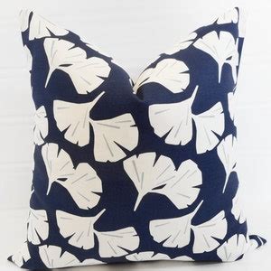 Blue Pillow Cover Gingko Vintage Indigo White Decorative Pillow Sham