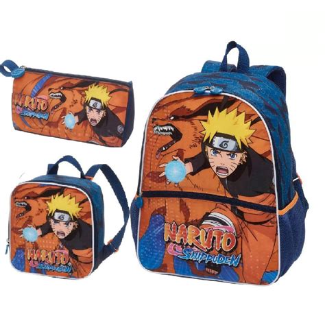 Kit Mochila De Costa Lancheira Estojo Naruto Kurama Pacific Shopee Brasil