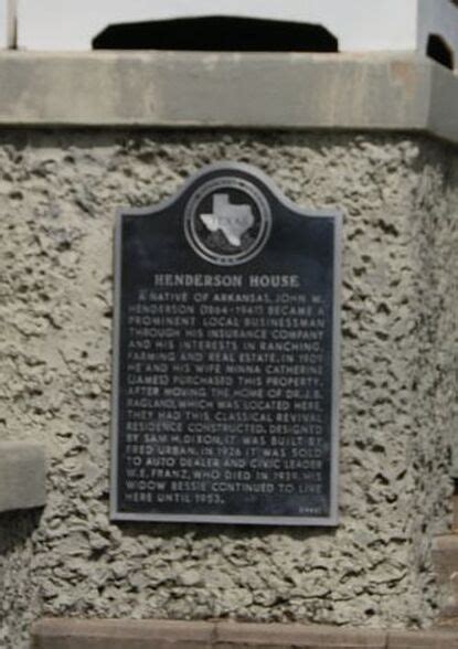 Henderson House - TEXAS HISTORICAL MARKERS