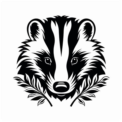 Badger Black Line Clip Art Illustration, Printable Wildlife Animal Sticker, Tattoo, Stencil ...