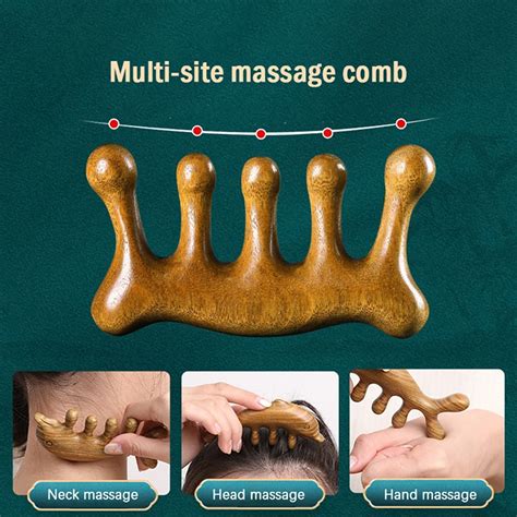 Meridian Massage Comb Five Tooth Handleless Wooden Point Acupuncture Head Comb Wide Tooth