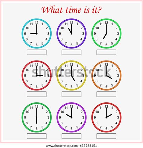 What Time Worksheet Preschool Kids Telling Stock Vector Royalty Free