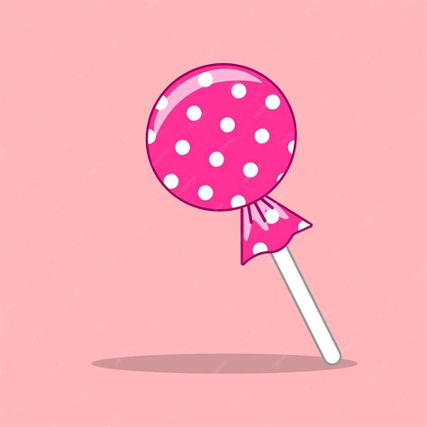 Premium Vector Pink Lollipop Cartoon Style Vector Illustration