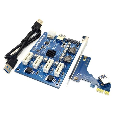 Bán Pci E X1 To 4pci E X16 Expansion Kit 1 To 4 Port Pci Express Switch Multiplier Hub 6pin Sata