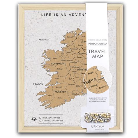 Buy Sploshtravel Desk Pin Board Of Ireland In White Wooden Frame