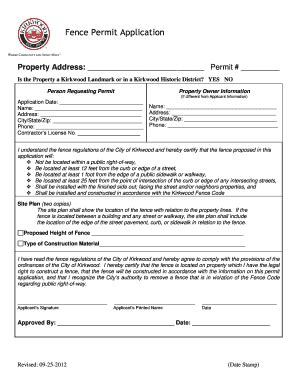 Fillable Online Kirkwoodmo Fence Permit Application City Of Kirkwood