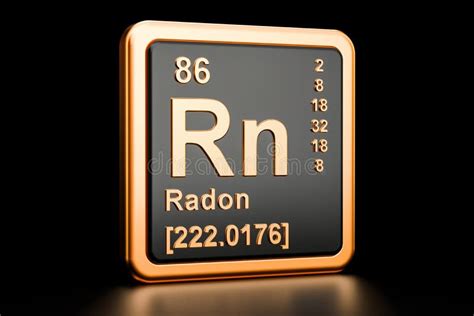 Radon As Element 86 Of The Periodic Table 3D Illustration On Silver