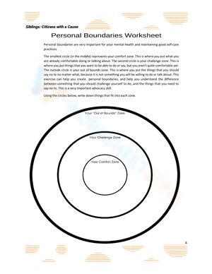 Free Printable Boundaries Circle Worksheets for Students