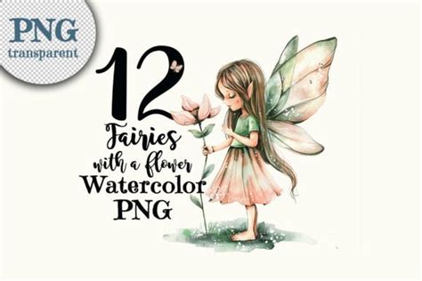 Watercolor Fairies With A Flower Png Graphic By Monsoon Publishing