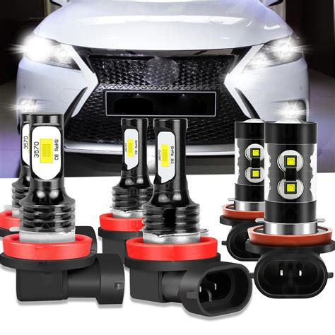 BMZONCC LED Headlight High Low Beam Fog Light Bulbs Kit For Lexus