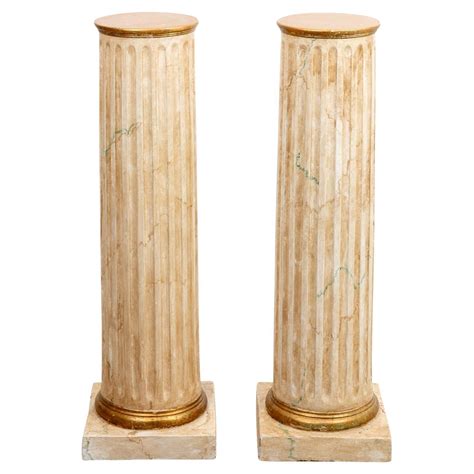 Pair Of Faux Marble Pedestals For Sale At 1stdibs