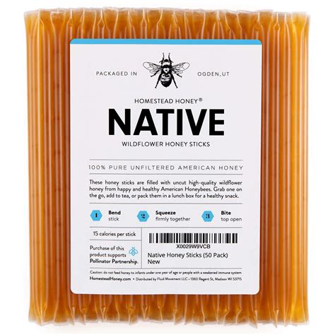 Buy Fluid Movement Native Honey Sticks For Tea Honey Packets Single