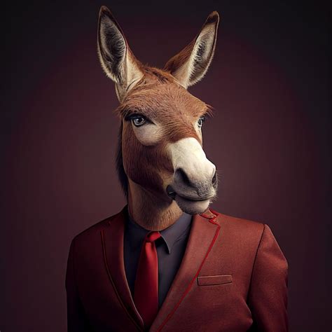 Un Burro Con Traje Rojo Y Corbata Roja Foto Premium