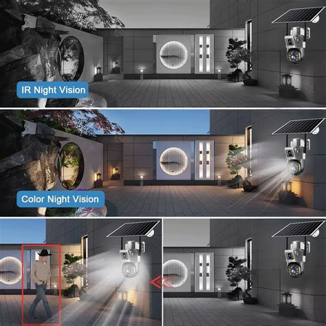 Caméra solaire WIFI à double objectif extérieure 8MP 4K Faible