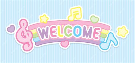 Premium Vector The Word Welcome On Kawaii Rainbow Sign With Cute