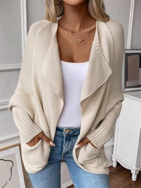 Shein Lune Waterfall Collar Batwing Sleeve Cardigan Shein Usa