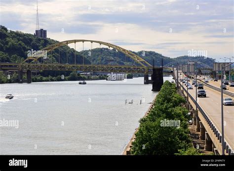 The View Of Fort Pitt Bridge Over Monongahela River With Mount