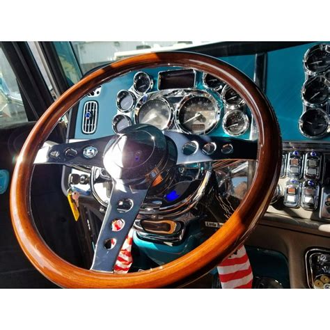 Kenworth Peterbilt Truck Steering Wheel & Hub Kit: 18" Chrome Indie Dark Wood" - Walmart.com ...