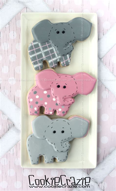 Elephant Themed Baby Girl Shower Decorated Cookie Collection CookieCrazie