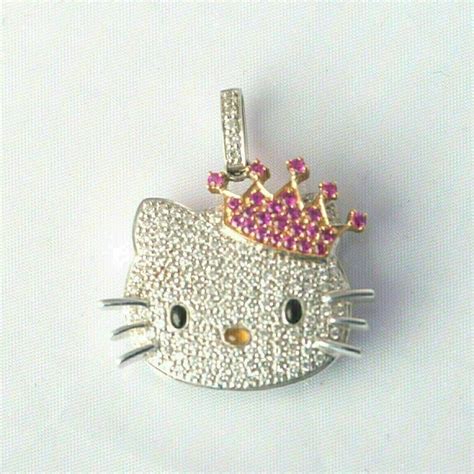 Hello Kitty Pendant Diamond Pendant 14k White Gold 2ct Etsy